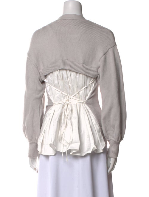 Adeam V-Neck Long Sleeve Button-Up Top