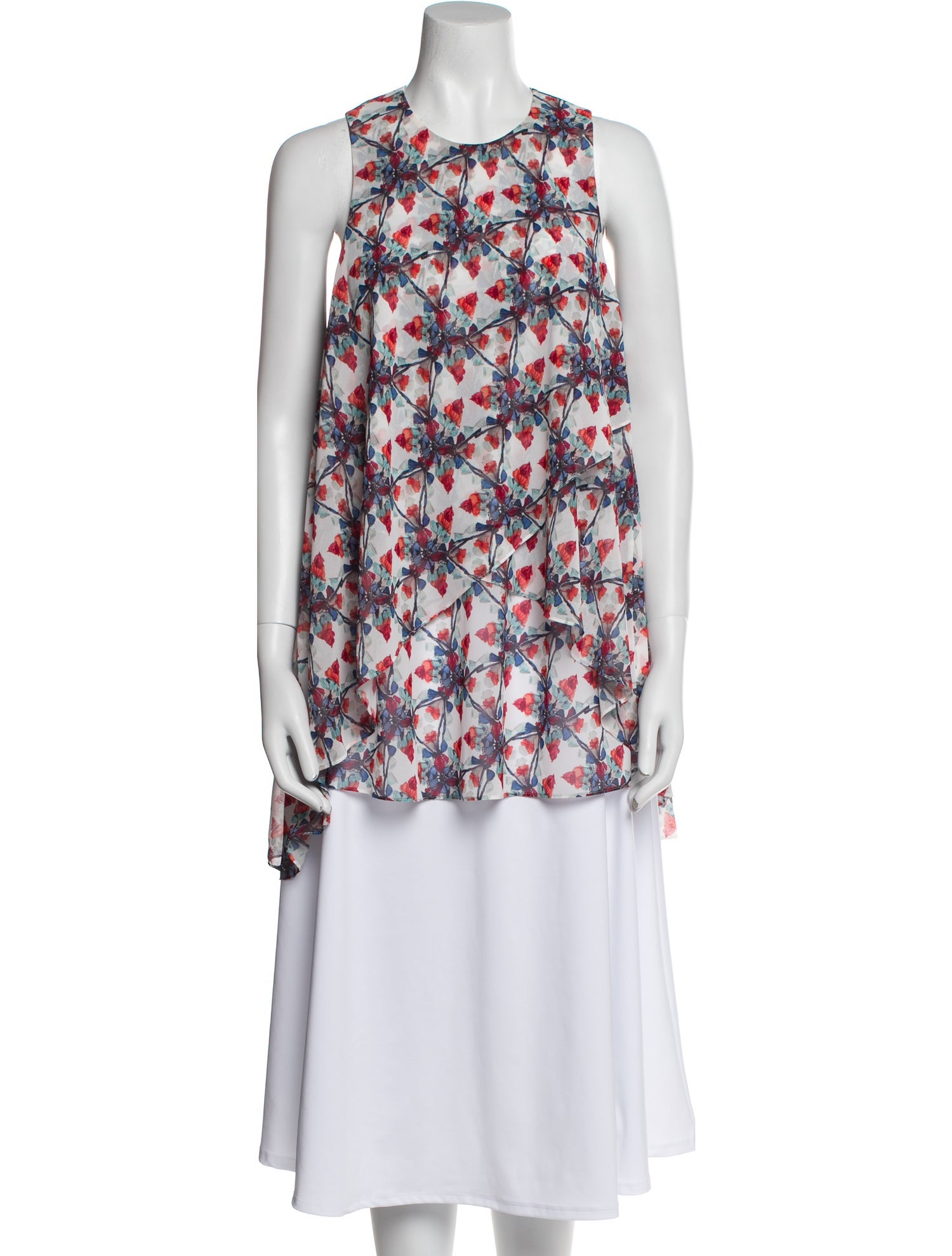 Adeam Floral Print Crew Neck Tunic