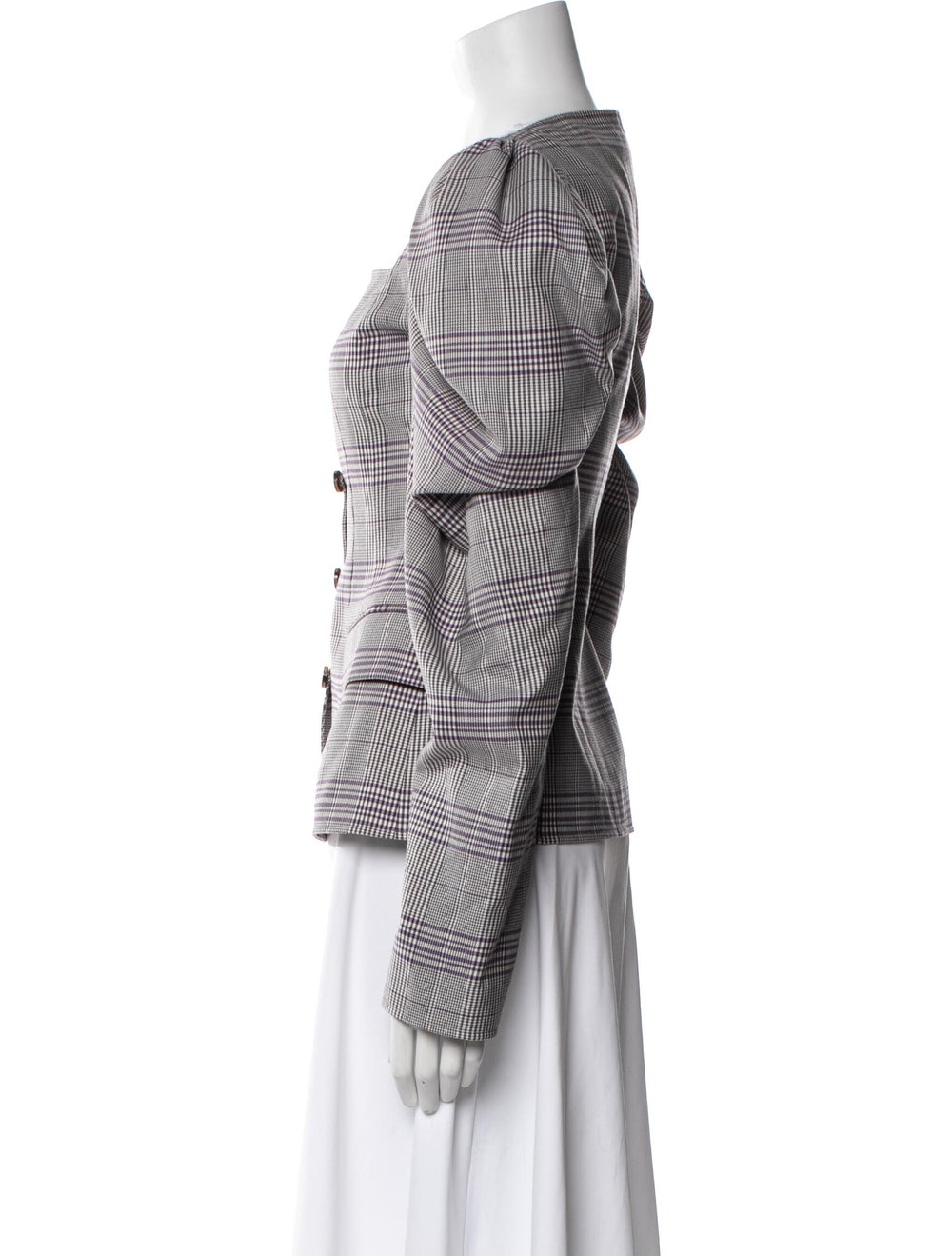 Adeam Evening Jacket Houndstooth Print Collarless - image 2