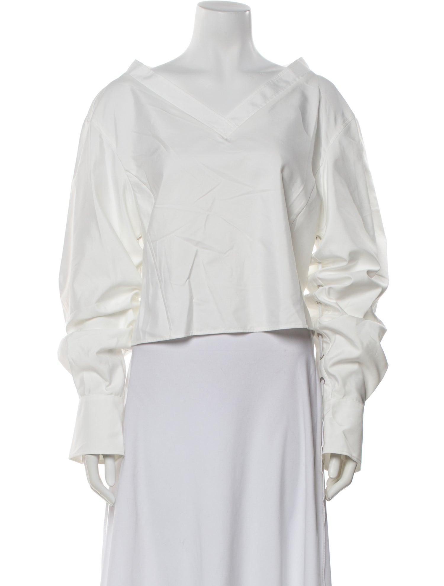 Adeam V-Neck Long Sleeve Crop Top