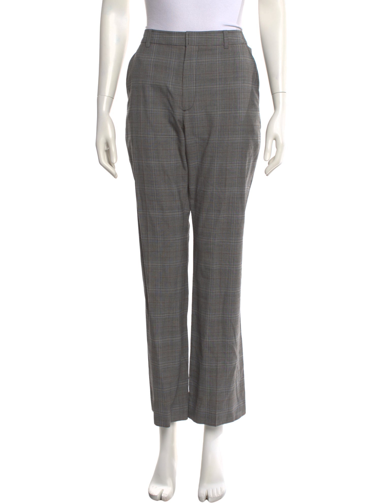Adeam Plaid Print Wide Leg Pants