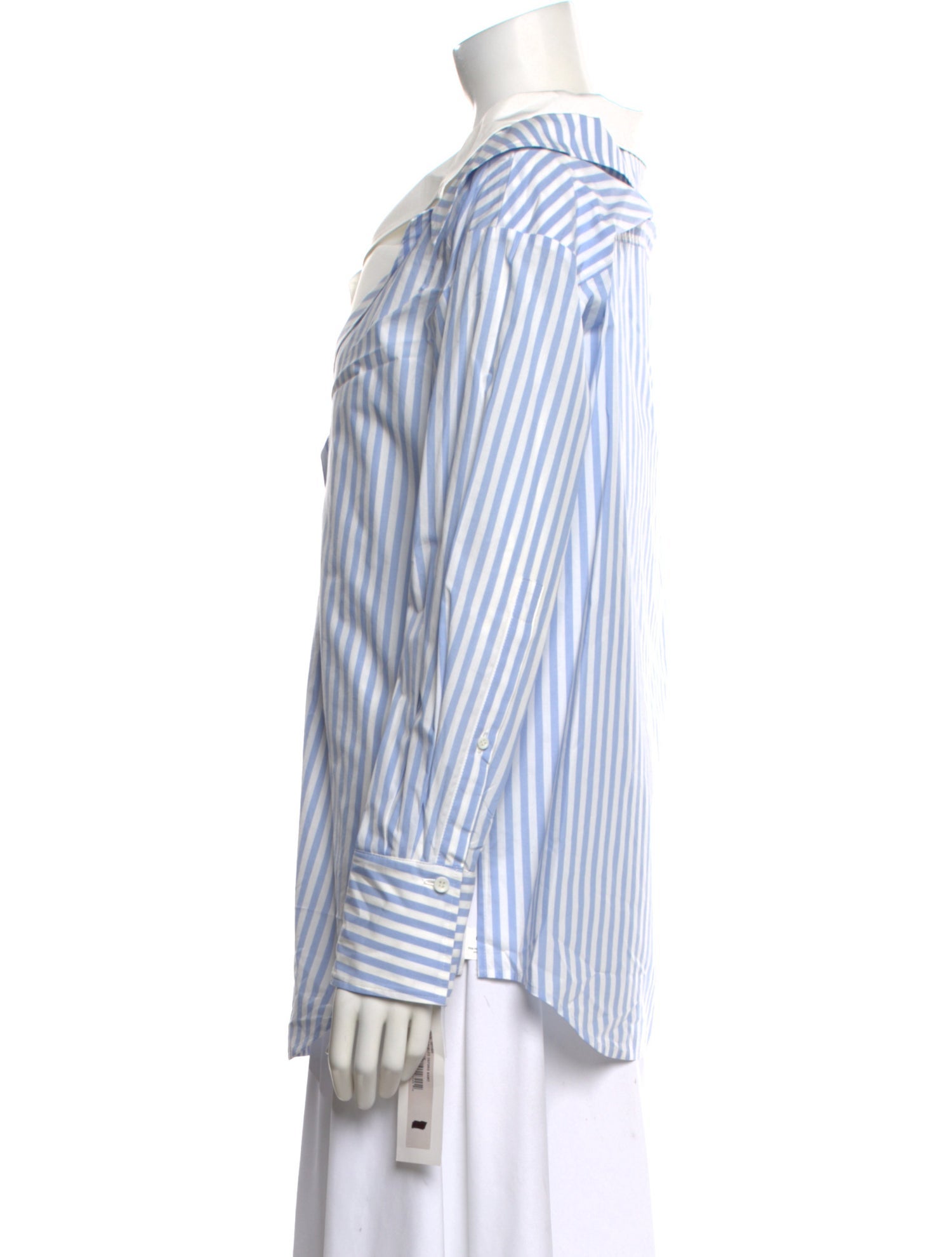 Adeam Striped V-Neck Button-Up Top