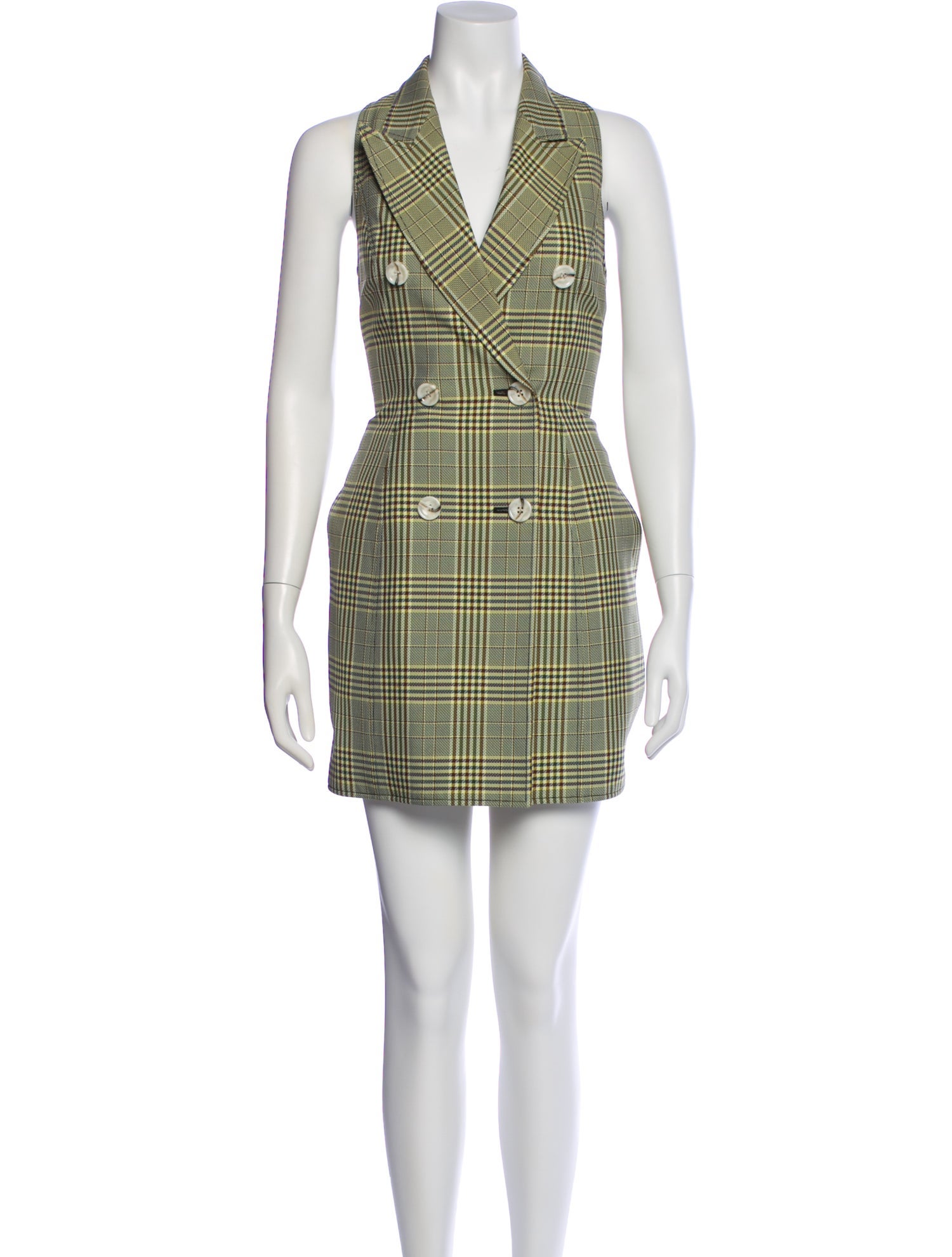 Adeam Plaid Print Mini Dress