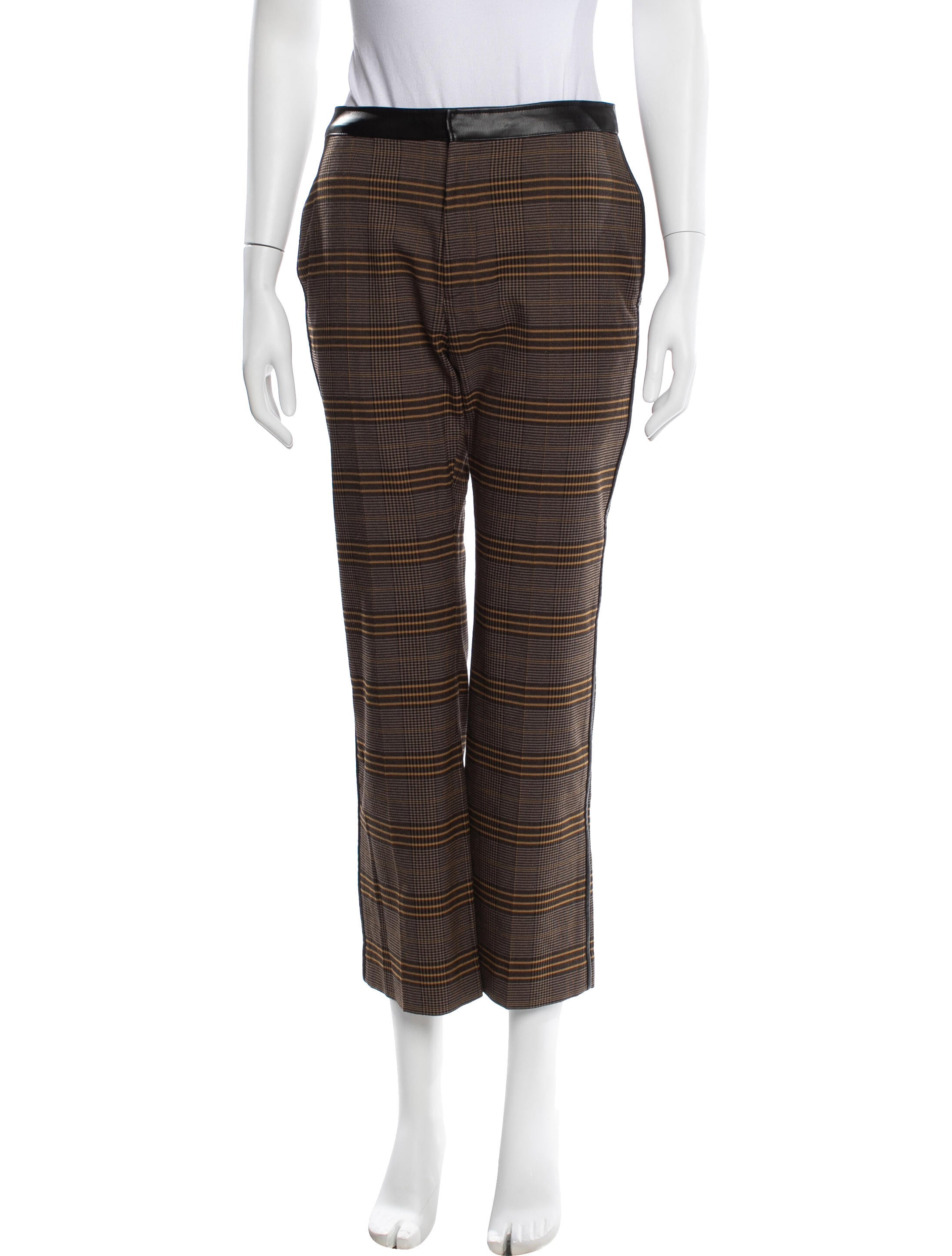 Adeam Plaid Print Wide Leg Pants