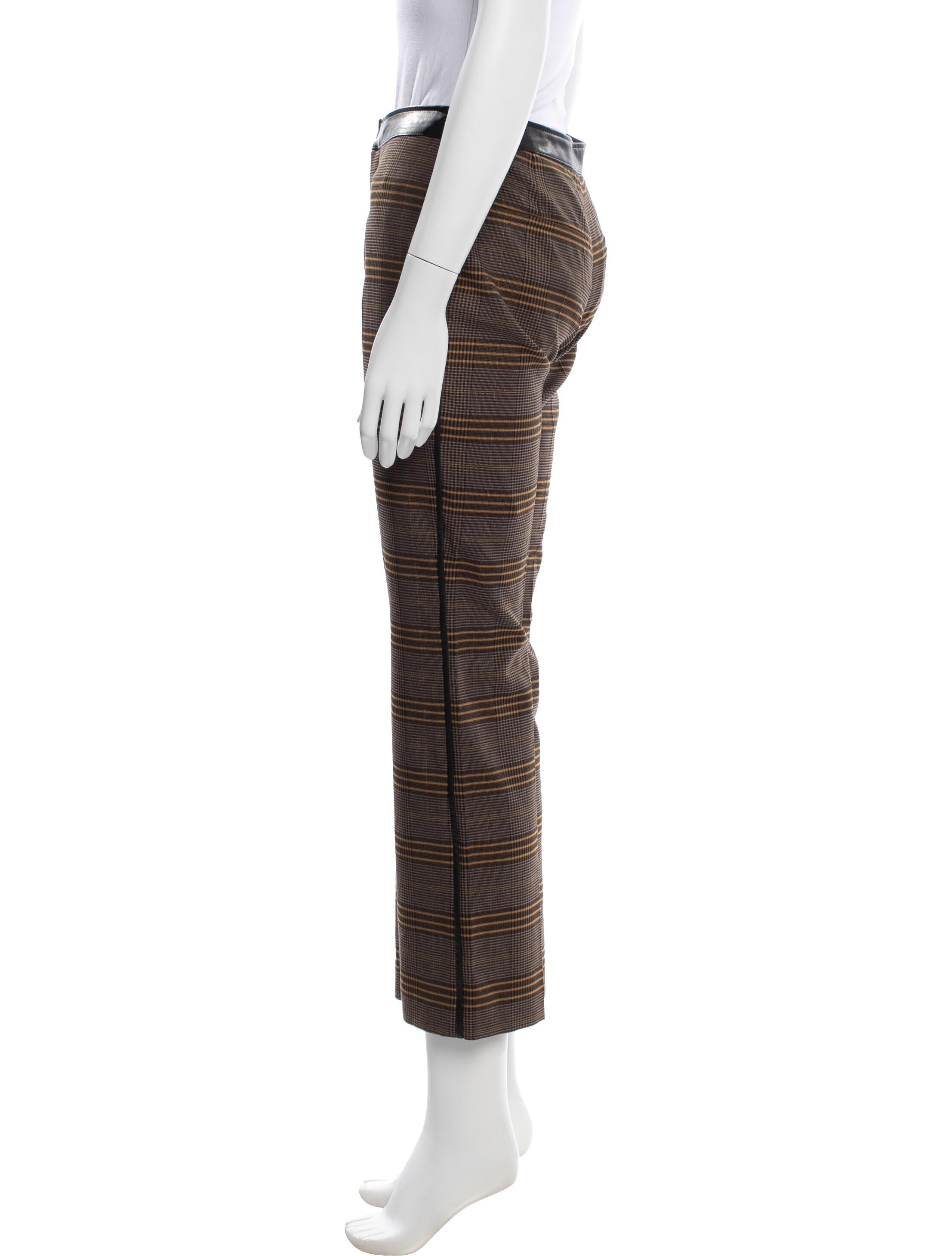 Adeam Plaid Print Wide Leg Pants