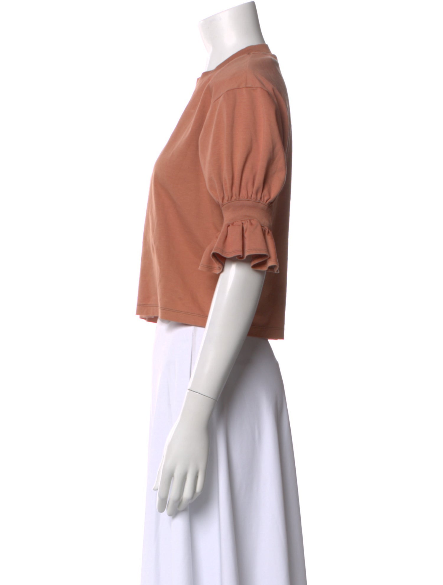 Adeam Crew Neck Short Sleeve Crop Top