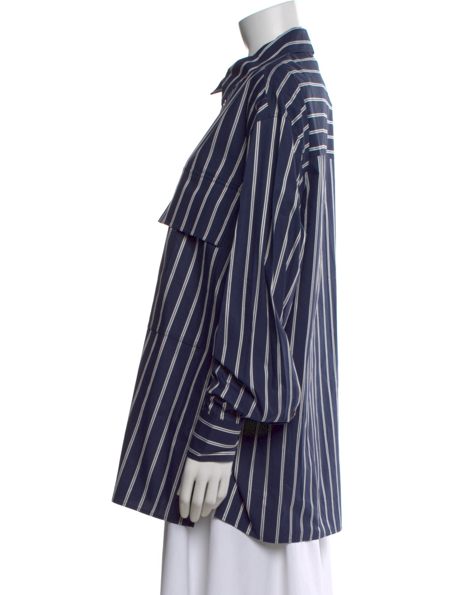 Adeam Striped Long Sleeve Button-Up Top
