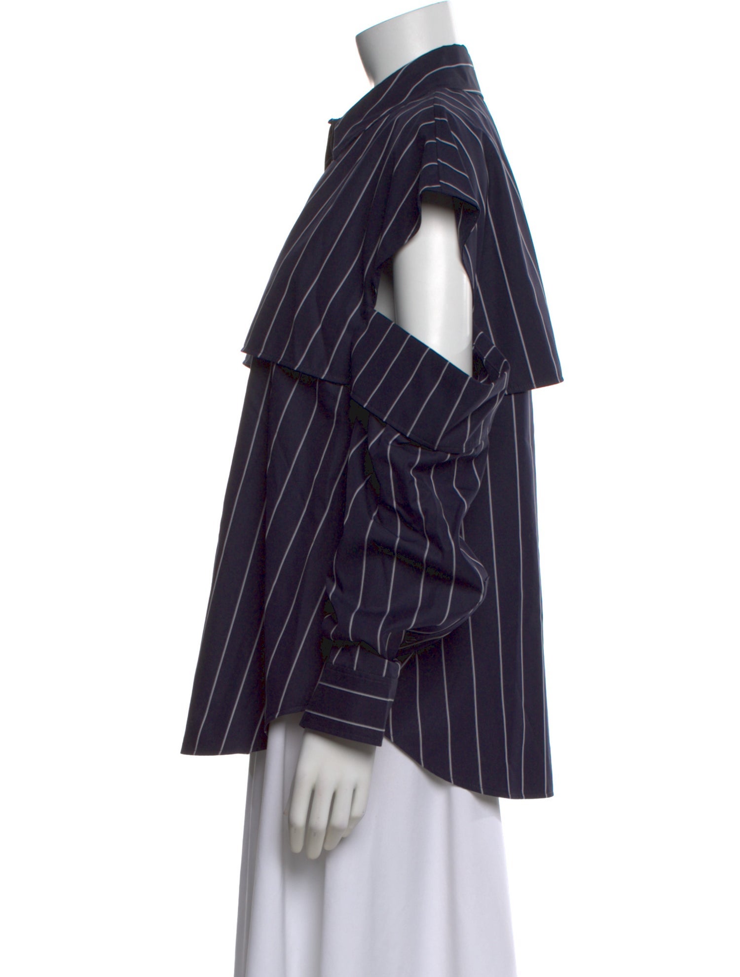 Adeam Striped Long Sleeve Button-Up Top