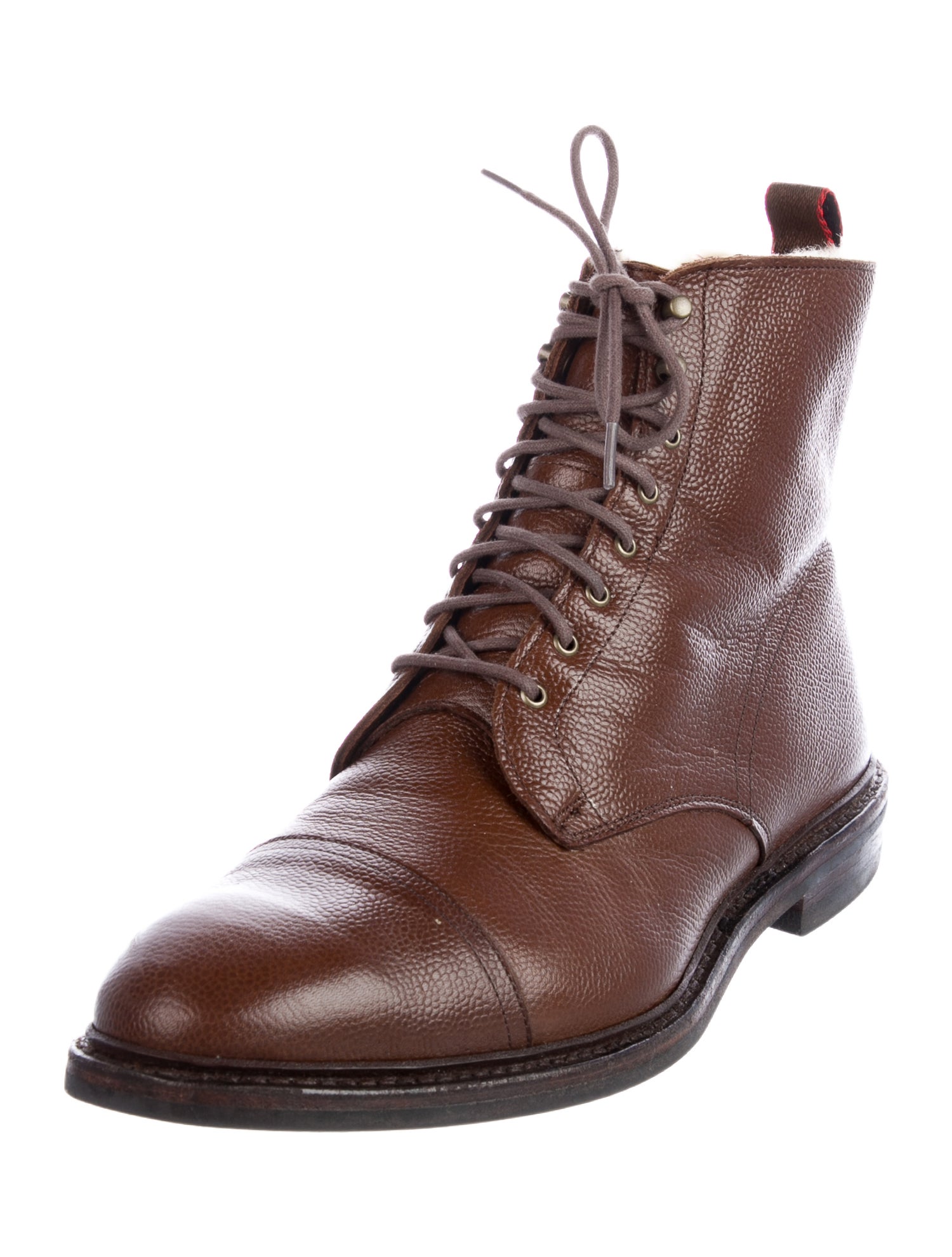Allen Edmonds Leather Fur Trim Lace-Up Boots