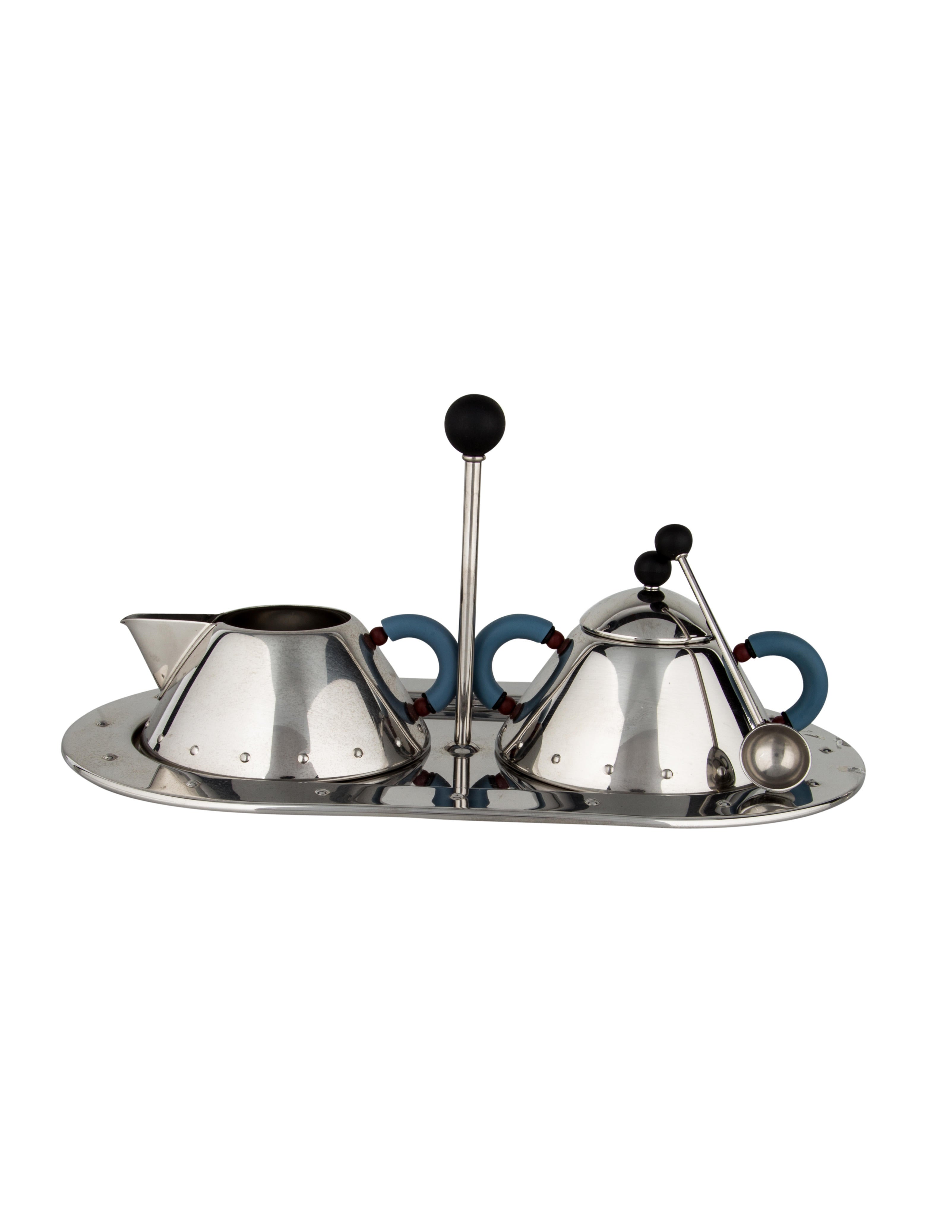 Alessi Sugar Bowl and Creamer Blue Serveware, Tabletop & Kitchen