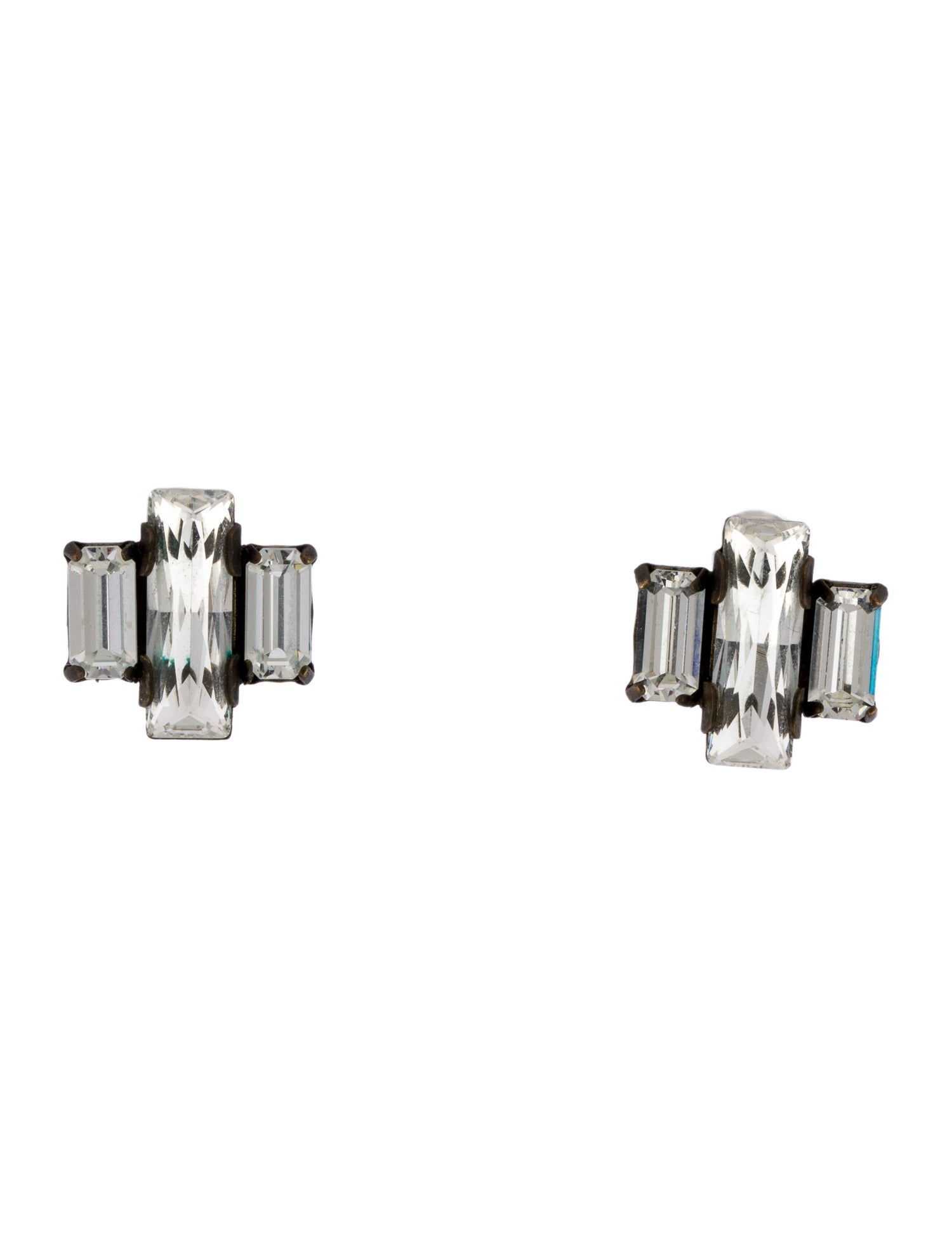 Auden Crystal Baguette Trio Stud Earrings
