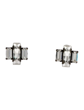 Auden Crystal Baguette Trio Stud Earrings