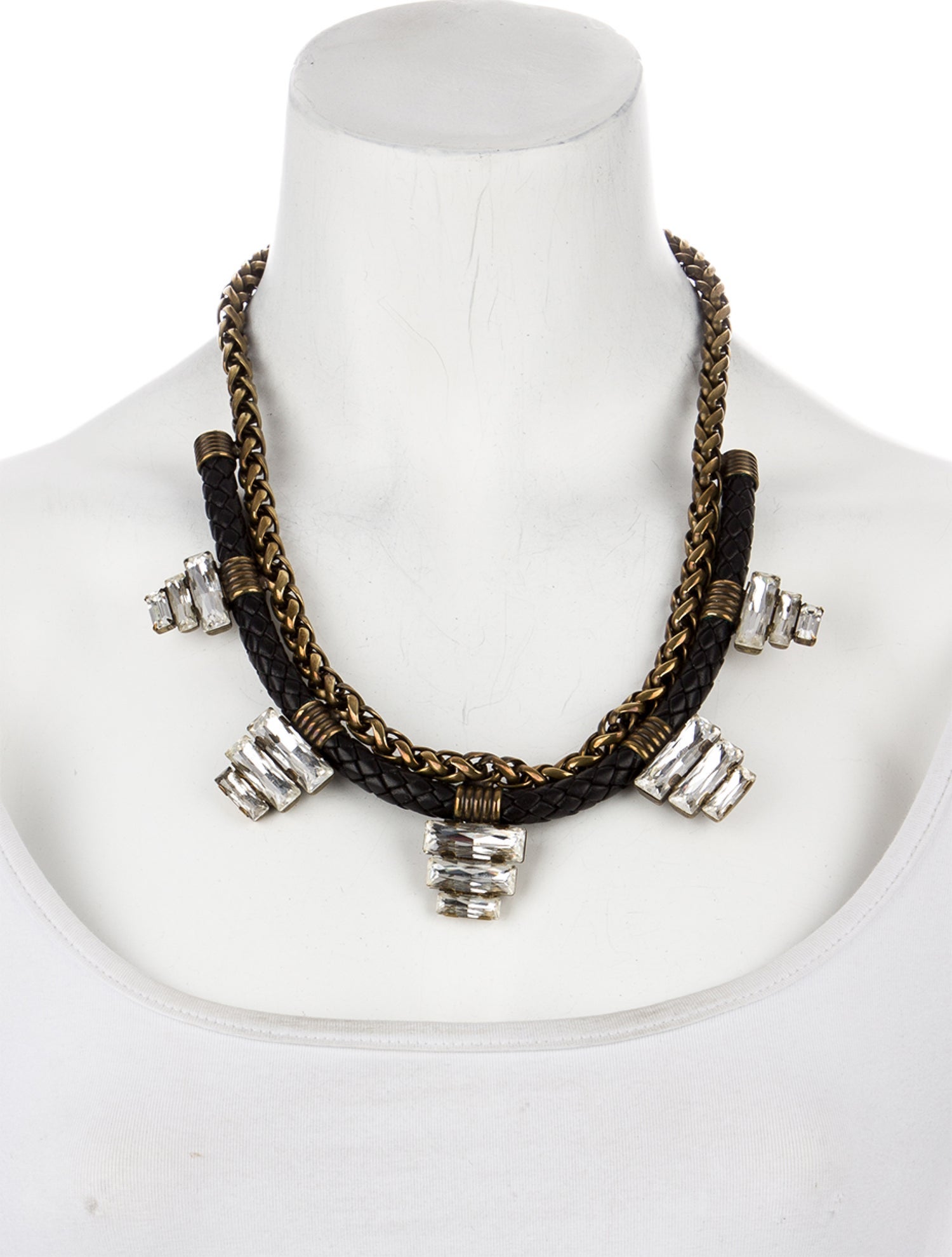 Auden Crystal & Leather Soleil Collar Necklace