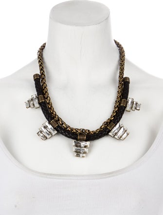 Auden Crystal & Leather Soleil Collar Necklace