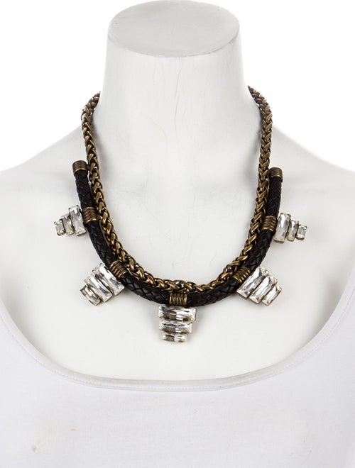 Auden Crystal & Leather Soleil Collar Necklace