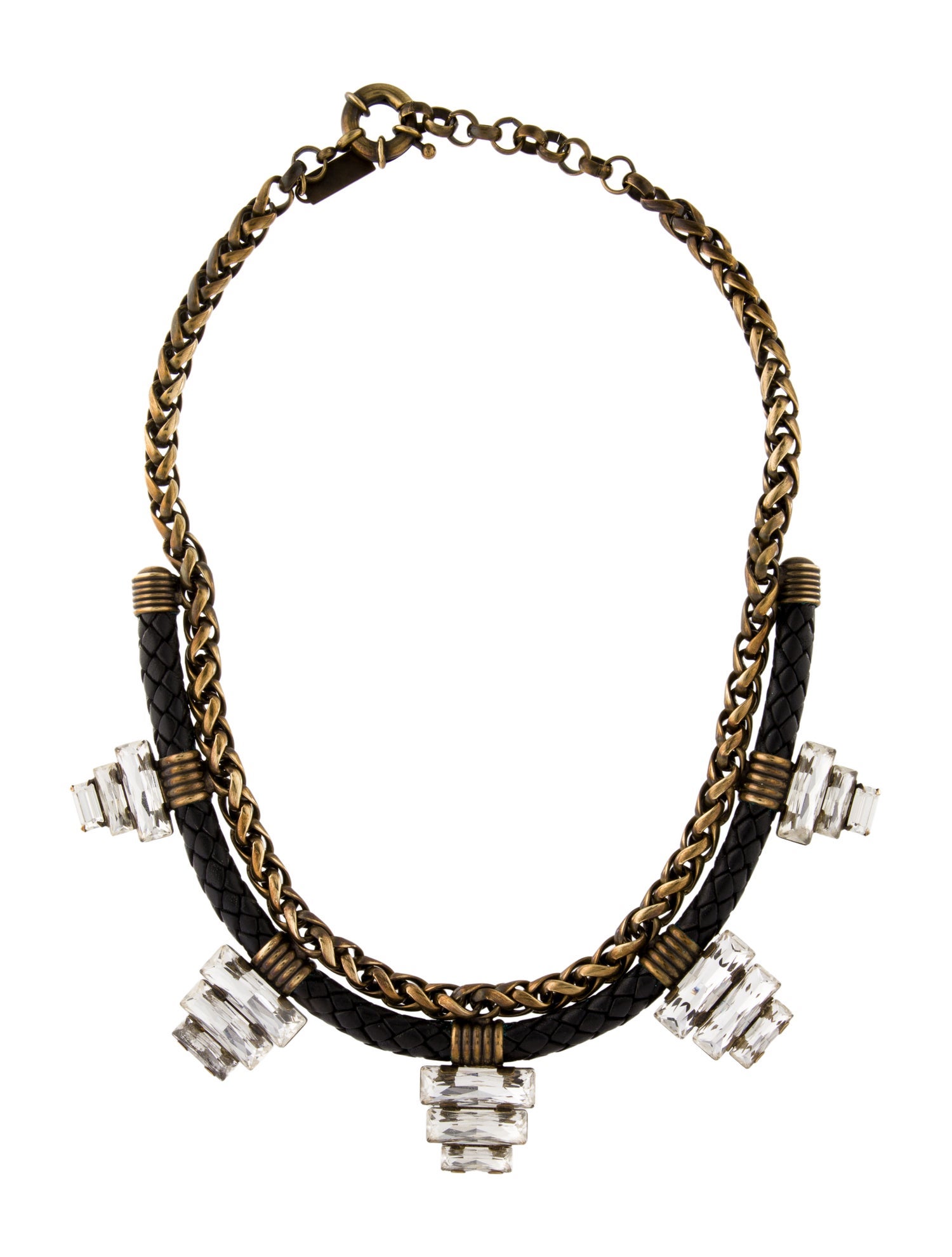 Auden Crystal & Leather Soleil Collar Necklace