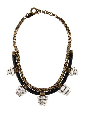 Auden Crystal & Leather Soleil Collar Necklace