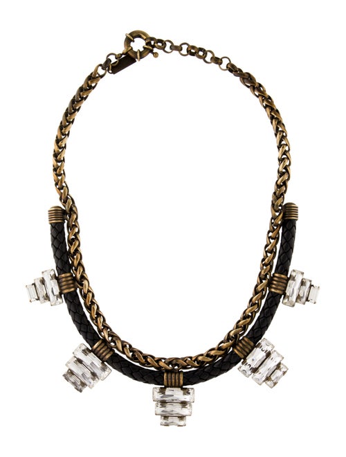 Auden Crystal & Leather Soleil Collar Necklace