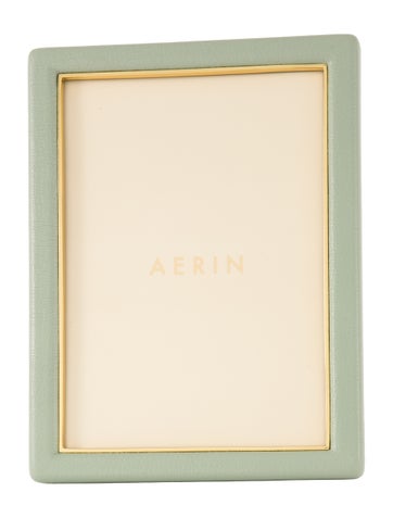 Pre-owned Aerin Leather Piero Picture Frame In Green