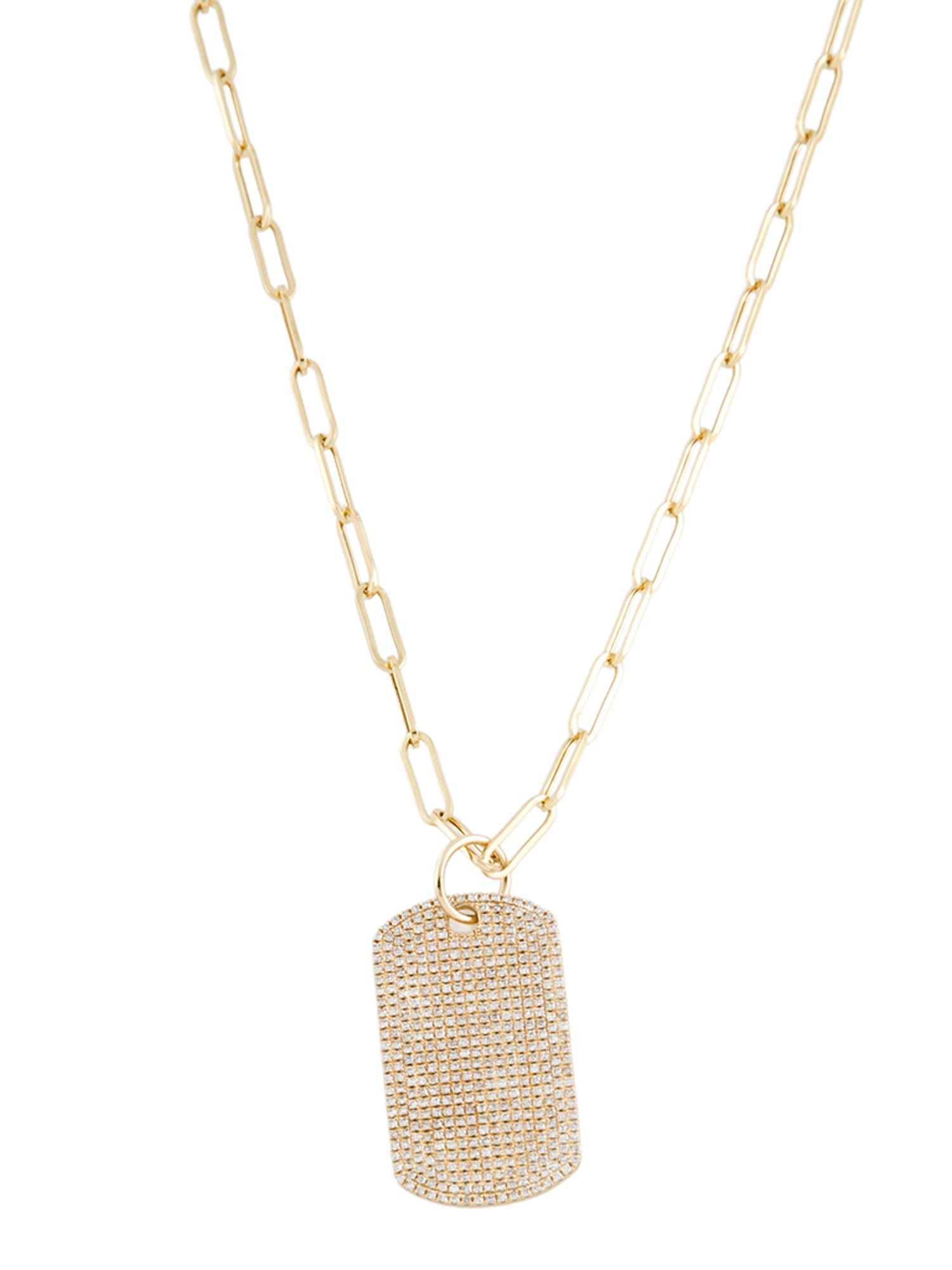 Anne Sisteron 14K 1.23ctw Diamond Dog Tag Pendant Necklace
