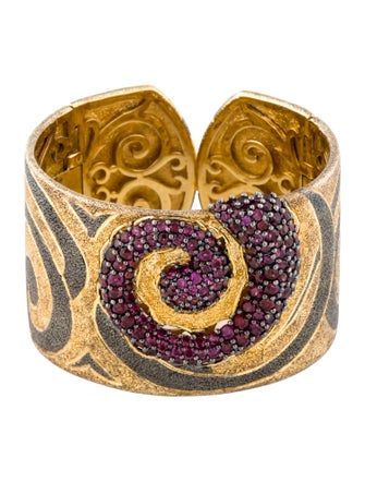 Alex Soldier 14.30ctw Rhodolite Swirl Cuff