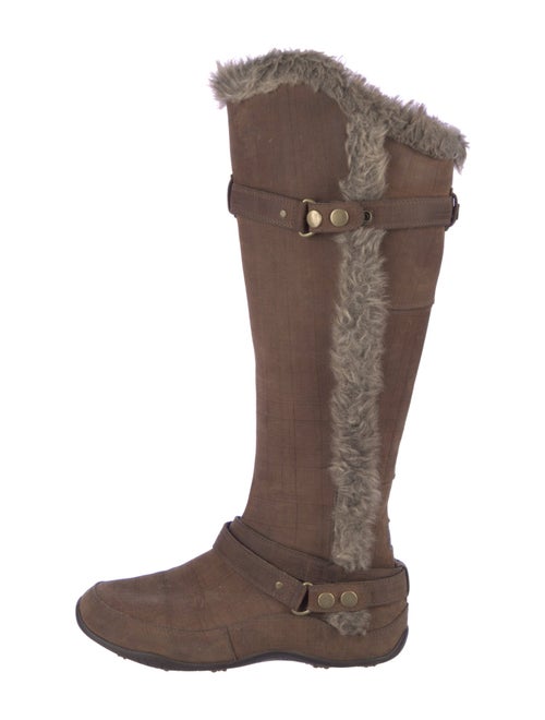 CDG x The North Face Leather Fur Trim Riding Boots