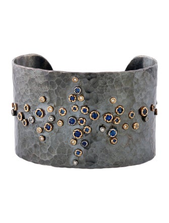 Annie Fensterstock Sapphire & Diamond Cuff