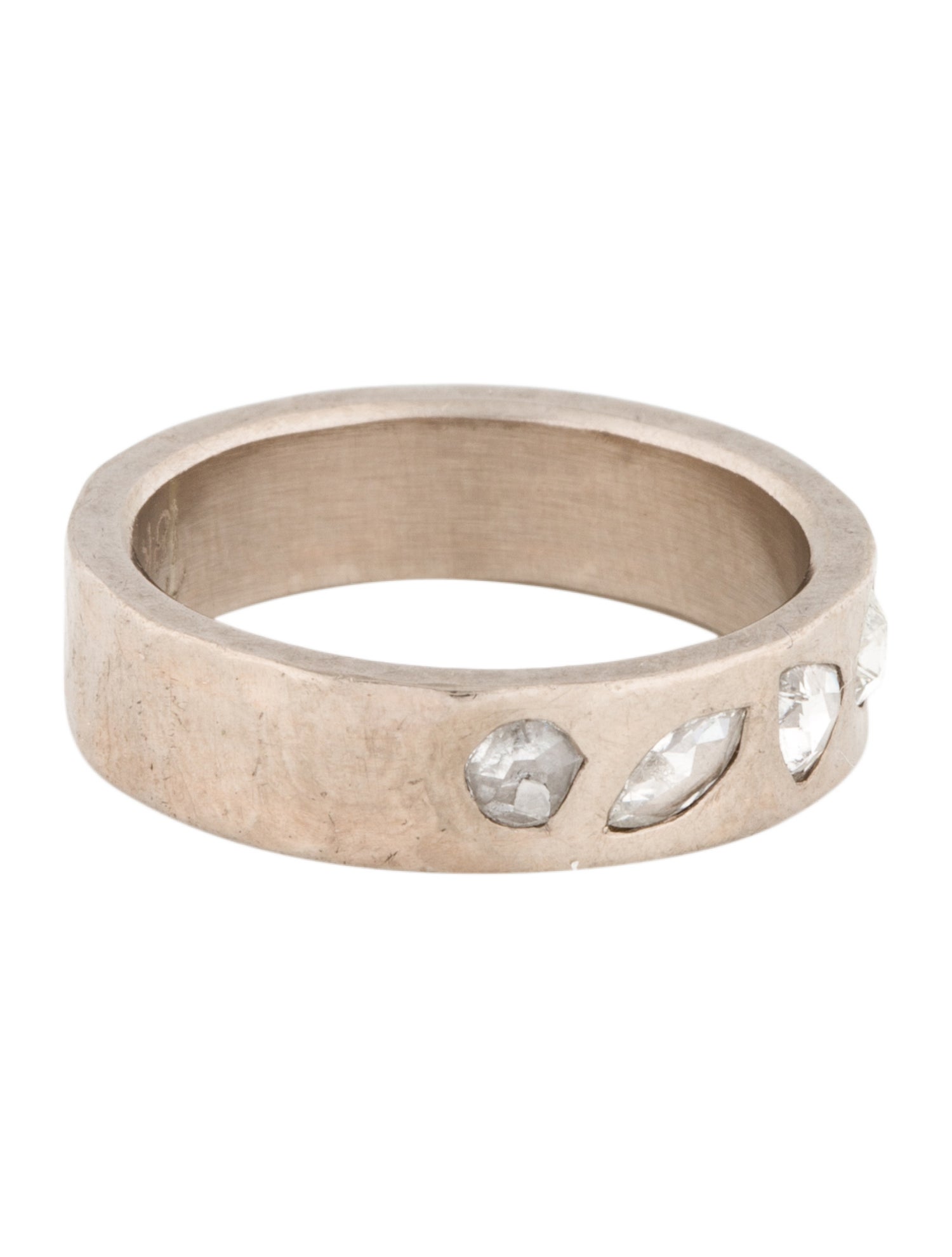 Annie Fensterstock 18K Diamond Hammered Band