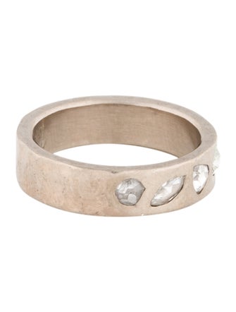 Annie Fensterstock 18K Diamond Hammered Band