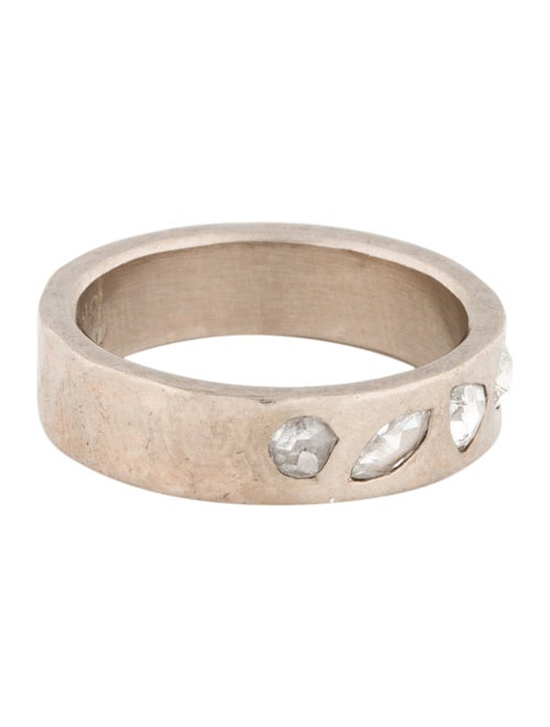 Annie Fensterstock 18K Diamond Hammered Band