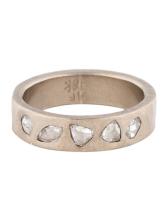 Annie Fensterstock 18K Diamond Hammered Band