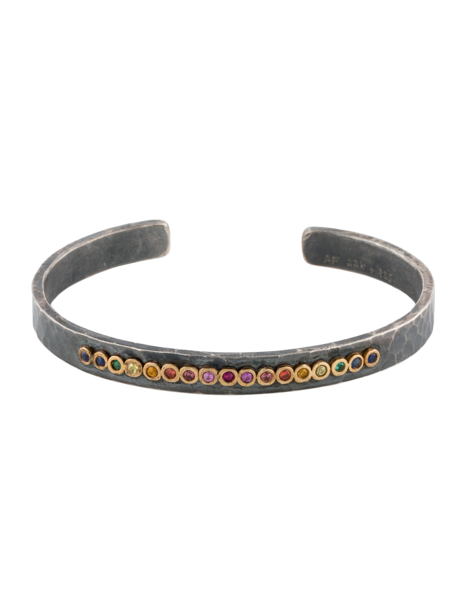 Annie Fensterstock Sapphire, Ruby & Emerald Thin Rainbow Cuff