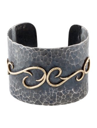Annie Fensterstock Diamond Hammered Cuff