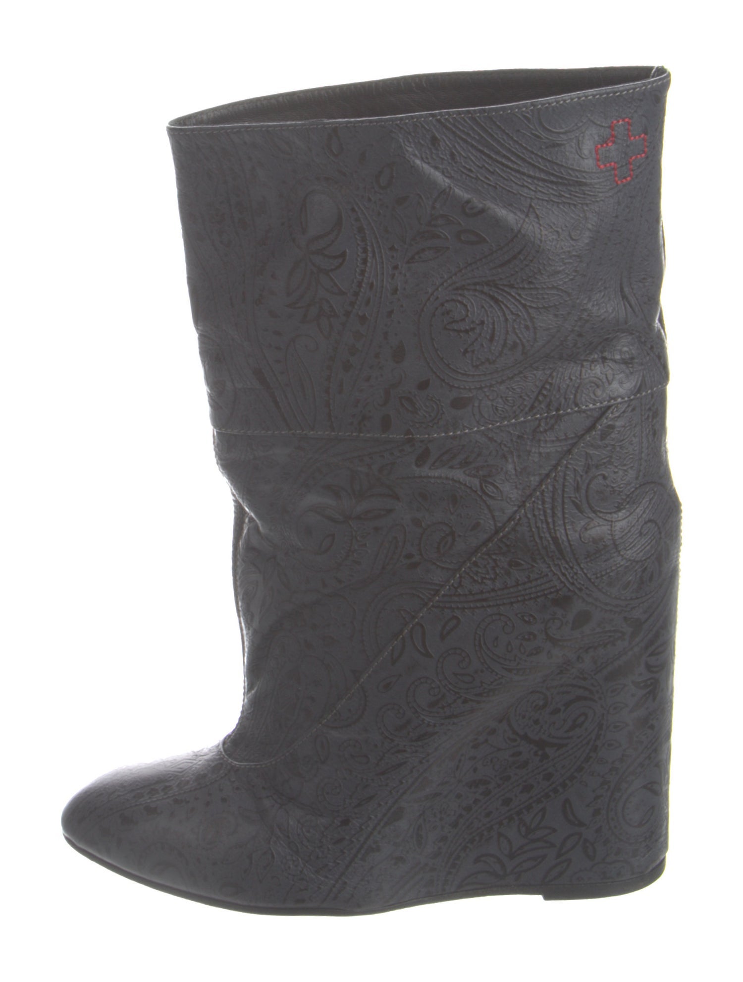 A.F. Vandevorst Late 2000's - Early 2010's Embossed Leather Boots