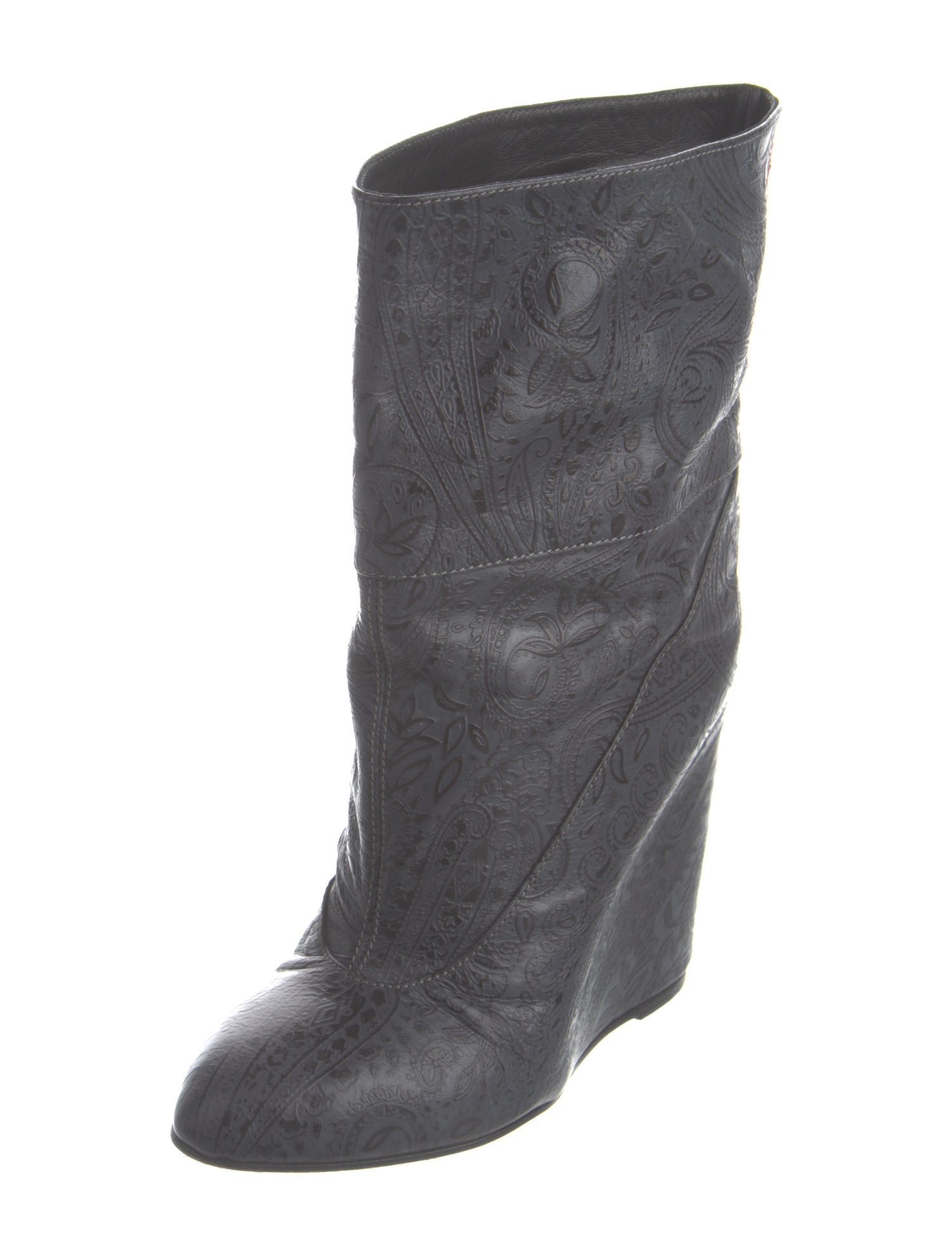 A.F. Vandevorst Late 2000's - Early 2010's Embossed Leather Boots