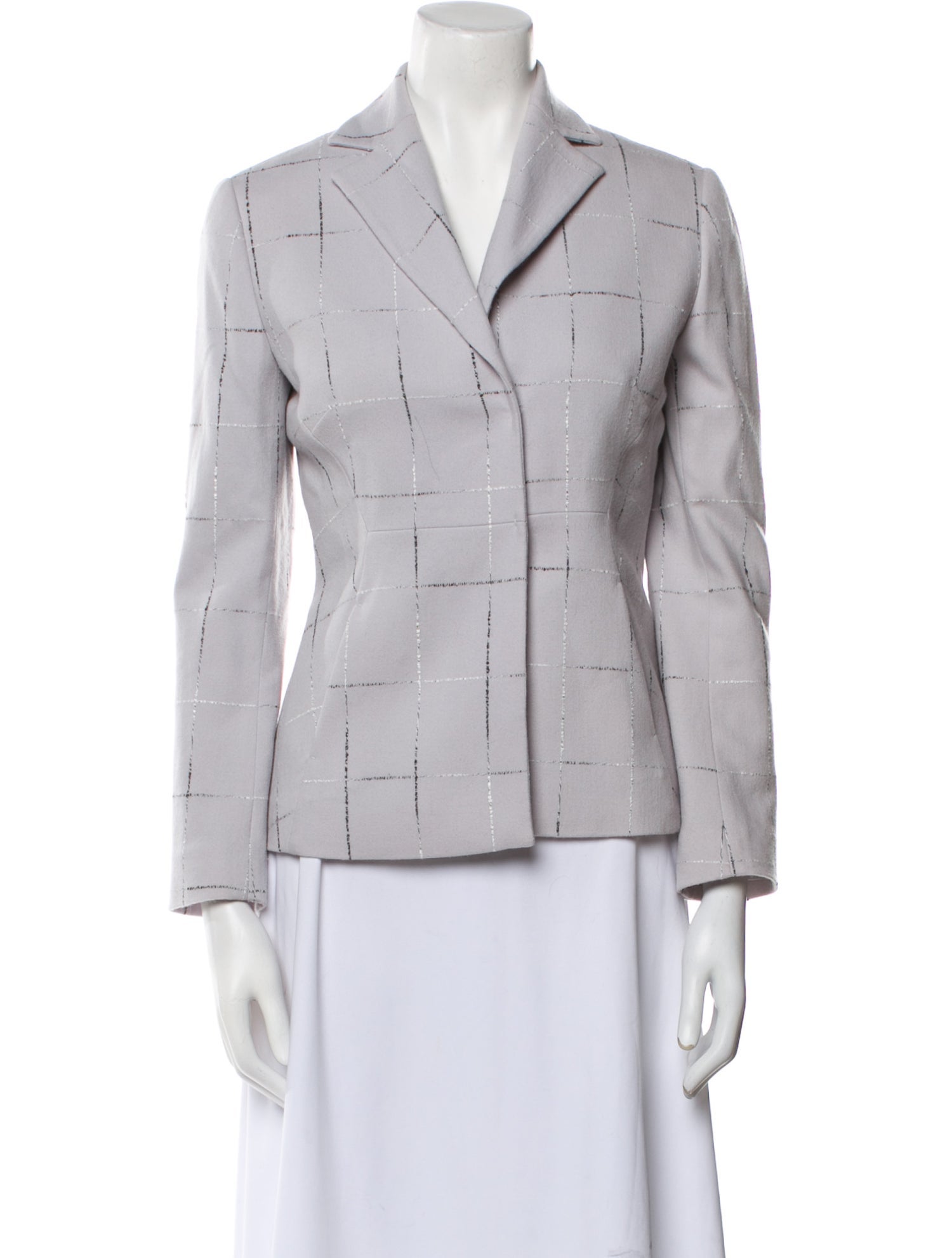 Giada Virgin Wool Plaid Print Blazer