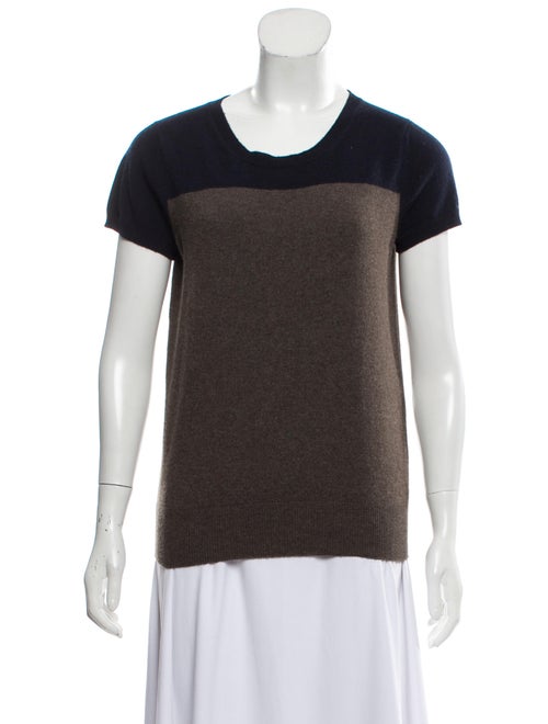 Agnona Cashmere Short Sleeve Sweater navy