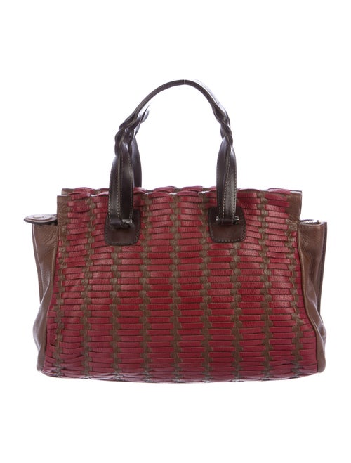Agnona Woven Leather Tote Red