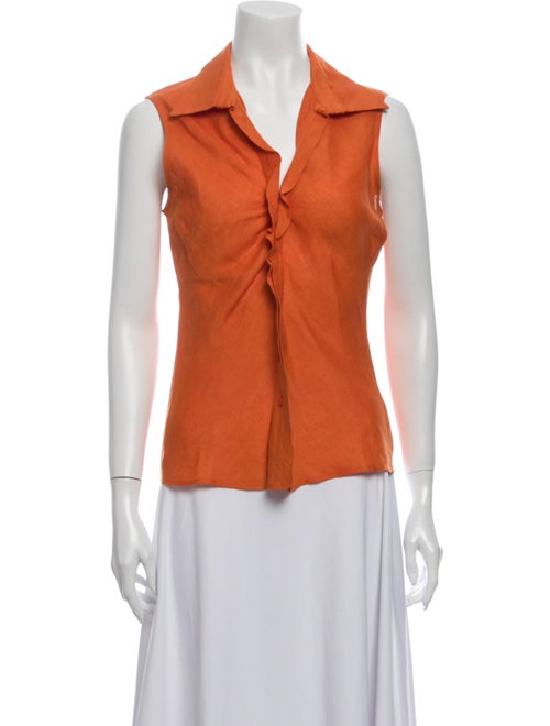 Agnona Linen Sleeveless Top Orange