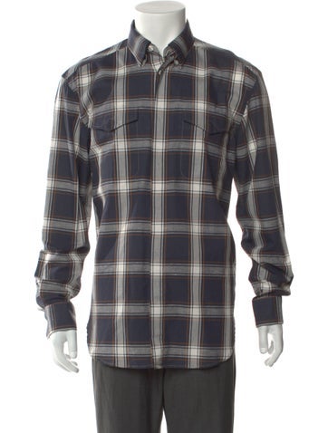 Agnona Casual Shirts Plaid Print Long Sleeve Shirt M