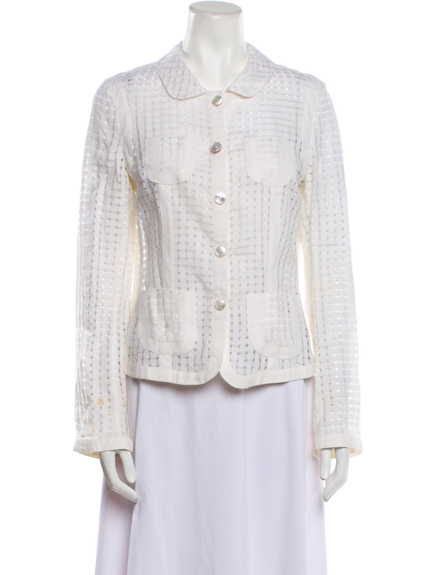 Agnona Linen Long Sleeve Button-Up Top