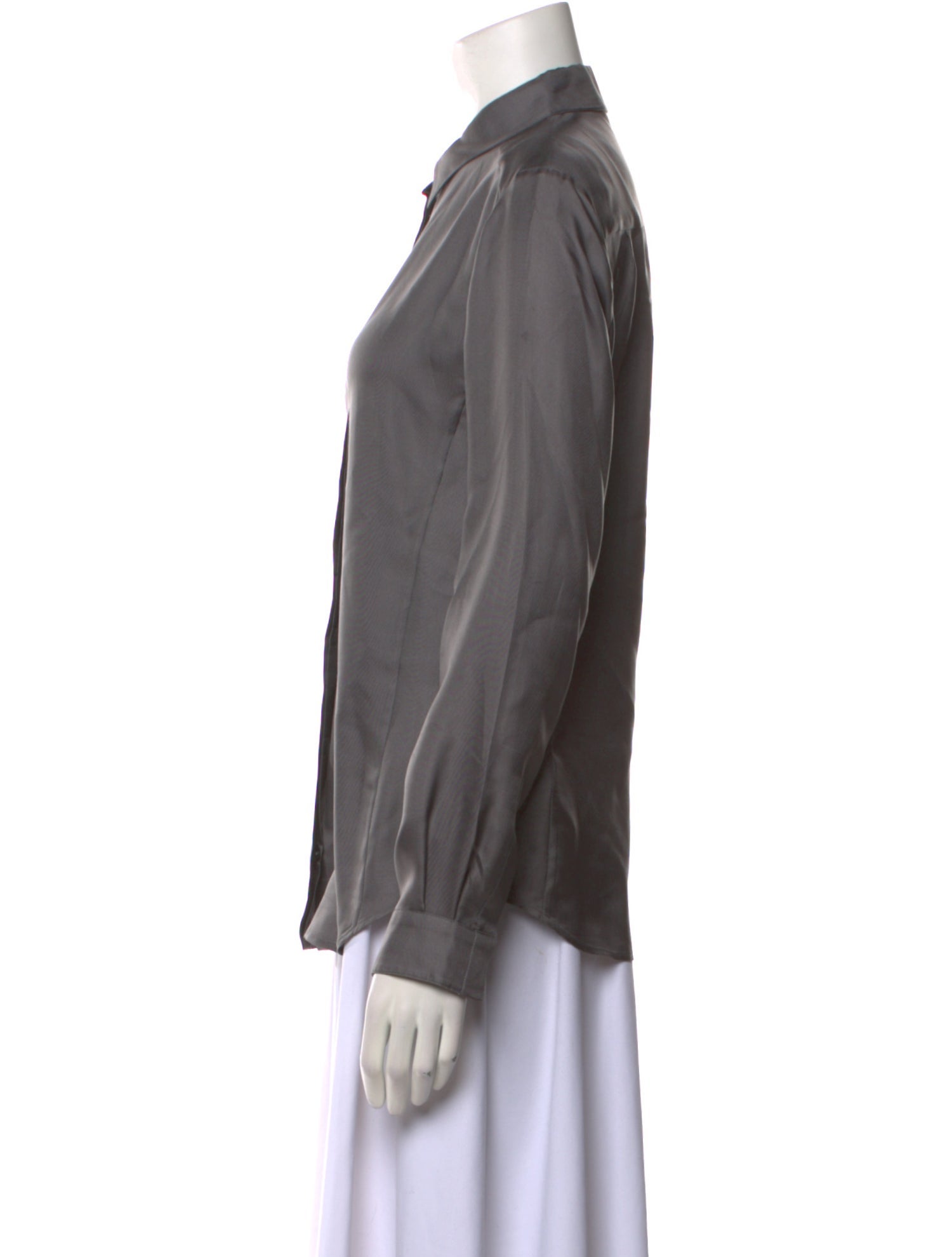 Agnona Silk Long Sleeve Button-Up Top