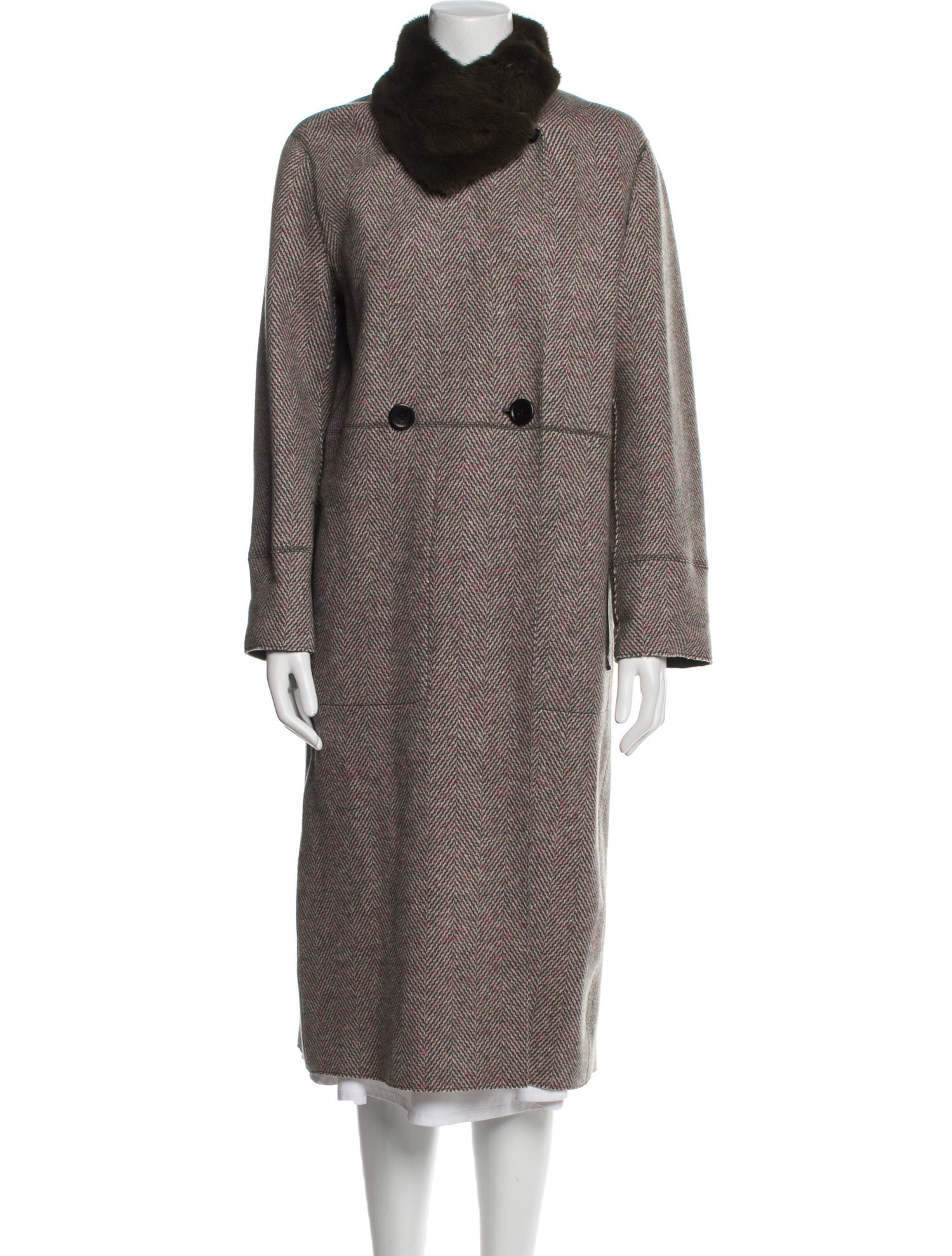 Agnona Cashmere Tweed Pattern Coat w/ Tags
