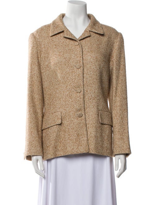 Agnona Leather Tweed Pattern Blazer
