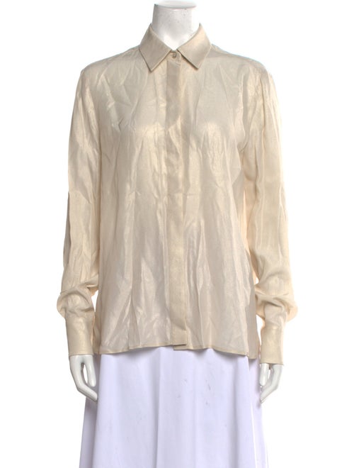 Agnona Silk Long Sleeve Button-Up Top
