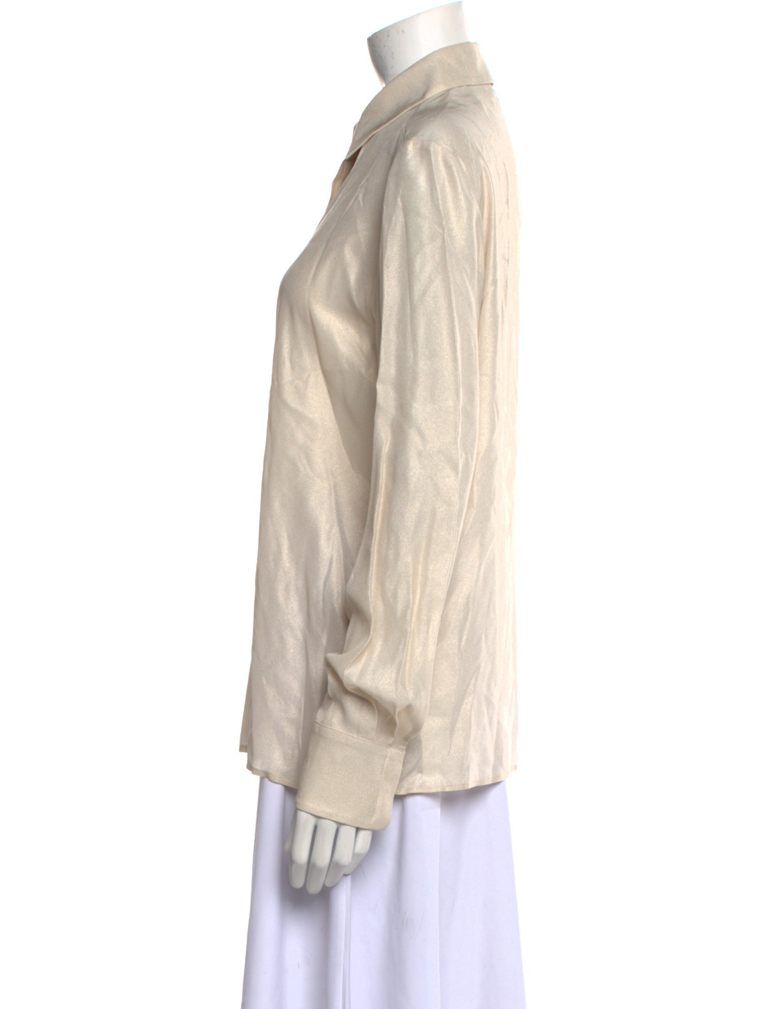 Agnona Silk Long Sleeve Button-Up Top