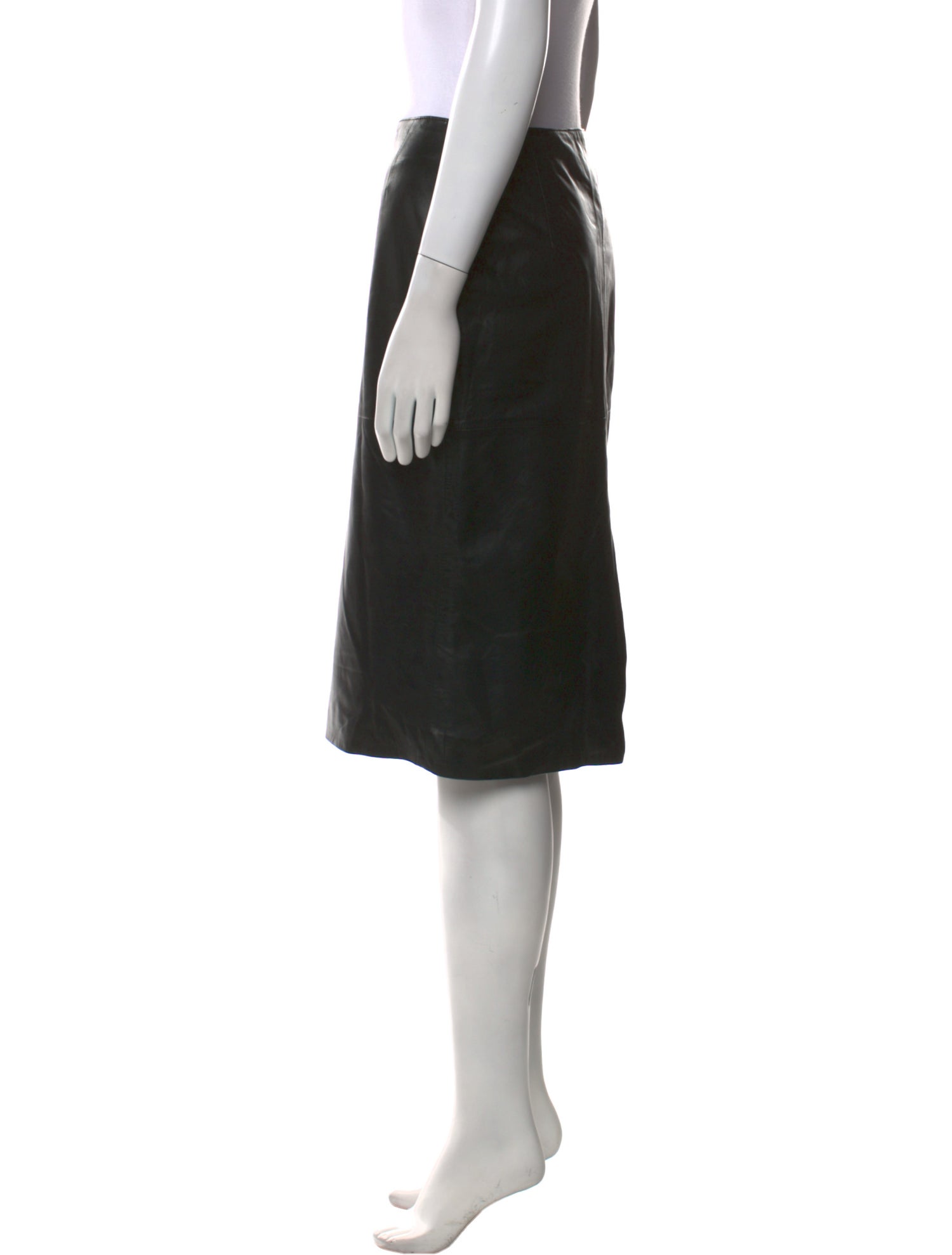 Agnona Leather Knee-Length Skirt