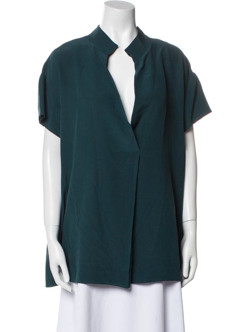 Agnona Silk V-Neck Button-Up Top