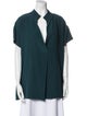 Agnona Silk V-Neck Button-Up Top