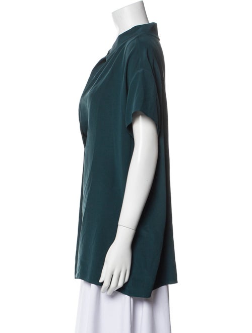 Agnona Silk V-Neck Button-Up Top